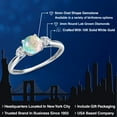 thumbnail image 2 of Gem Stone King 10K White Gold Simulated White Opal and Lab Grown Diamond 3-Stone Ring for Women | 0.52 Cttw | Round Cabochon 6MM | Gemstone October Birthstone | Size 5, 2 of 6