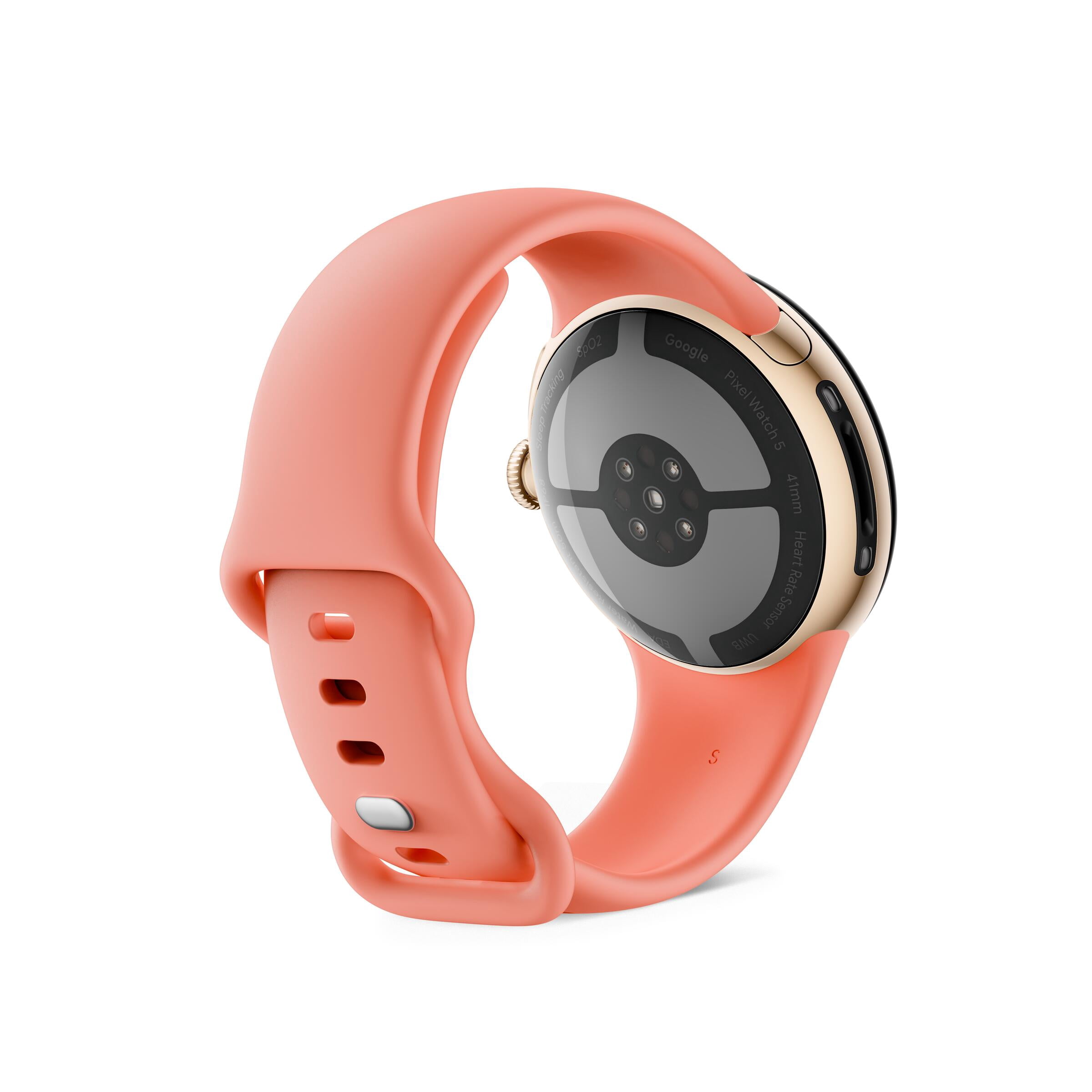 Google Pixel Watch 5 (41mm) LTE - Android Smartwatch with Domed Display, Comprehensive Health and Fitness Tracking, and Help from Gemini - Champagne Gold Aluminum Case / Canyon Active Band (2nd gen)