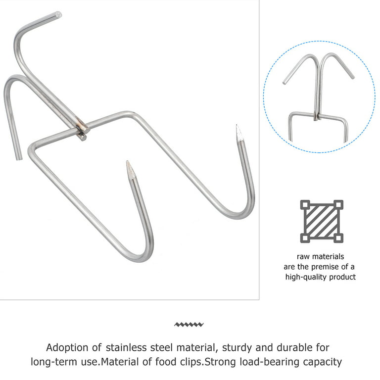 2 Pcs Home Clothes Hook Metal Small Meat Processing Hooks Double Design Kitchen, Size: 13.5X6X5cm, Other