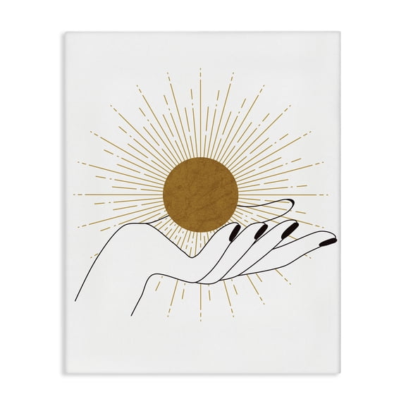 Stupell Industries Eclectic Hand Holding Deco Inspired Sun with Rays Canvas Art, 16 x 20, by JJ Design House LLC