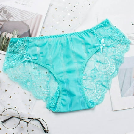 

Egmy Women Fashion Sexy Lingerie Lace Breathable Soft Stretch Underpant Underwear Light blue L
