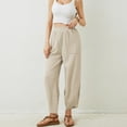 thumbnail image 5 of Bloomae Womens Baggy Wide Leg Pants Loose Fit Casual Elastic Waisted Palazzo Harem Pants with Pockets Beige XL, 5 of 9