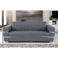thumbnail image 3 of 89" Dark Gray Chrome Accents Genuine Leather Standard Sofa, 3 of 10