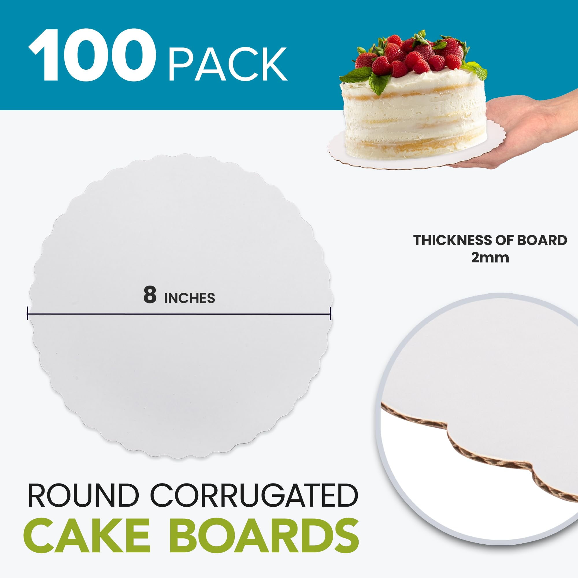 Inch Cake Board 100 Pack] Inch White Cake Rounds Cardboard