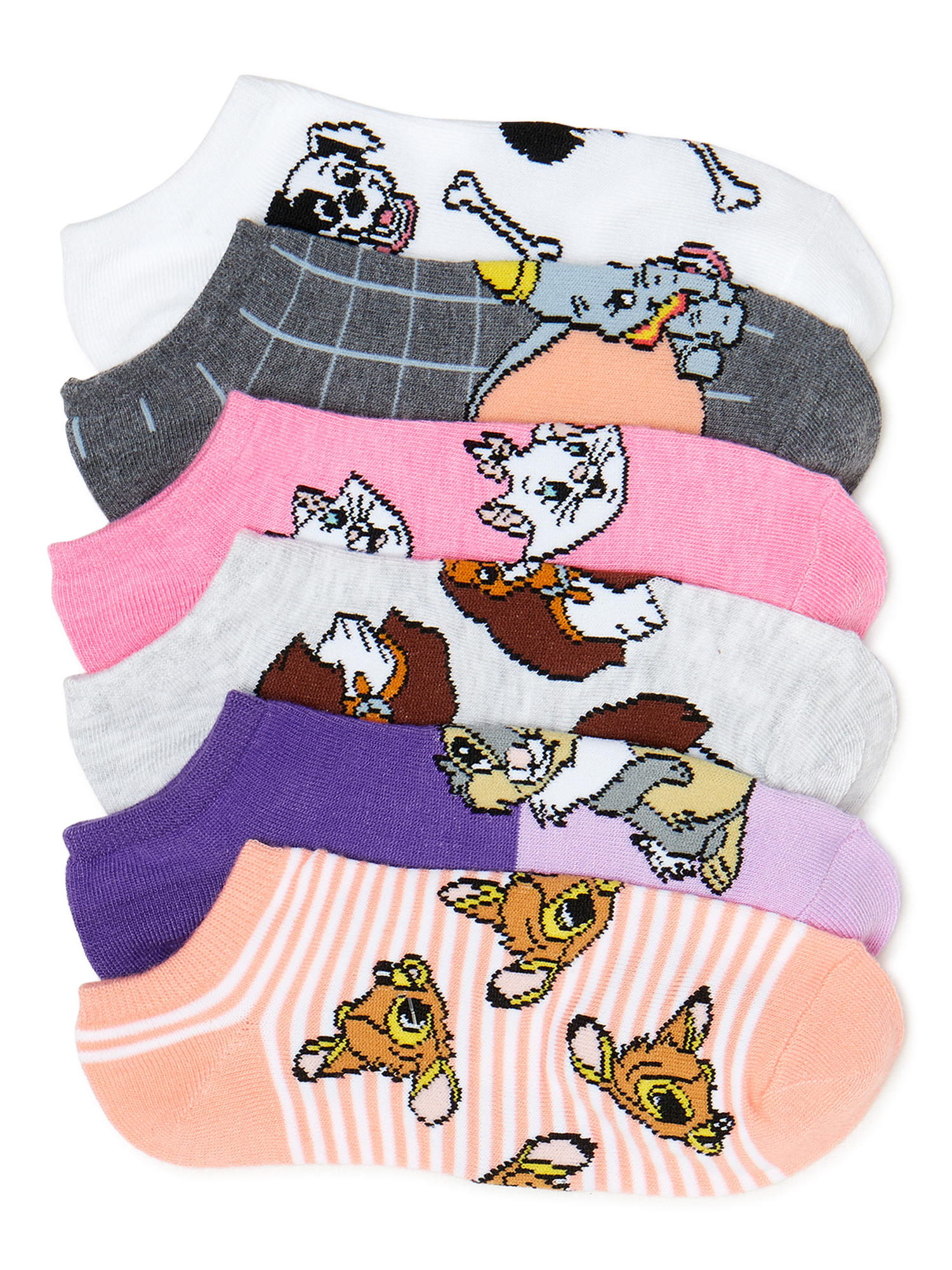 Disney Womens No Show Socks Pack of 6 Size 4-10