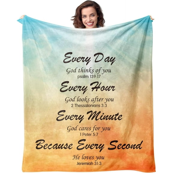 Christian Bible Blanket Gifts for Faith Women Christian Sympathy 50" X 60" Soft Throw Blanket Religious Gifts for Praying Women Men Inspirational Gift