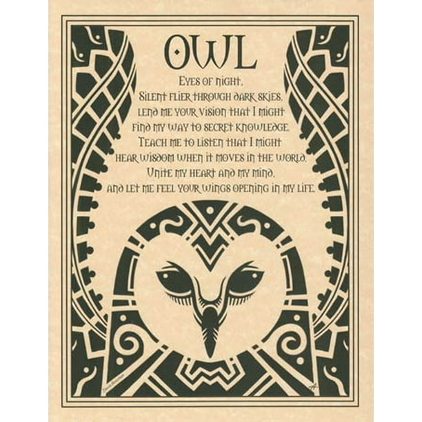 Owl Spirit Animal Prayer Small Parchment Paper Poster Perfect Size For Framing and Gift Giving 8 1/2 Owl Spirit Animal Prayer Small Parchment Paper Poster Perfect Size For Framing and Gift Giving 8 1/2