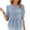 Light Blue97, variant on Workout Tops for Women Solid Denim Peplum Blouse, Crew Neck Front Three Bow Tie Puff Short Sleeve Flowy Pullover Shirt, Cute Babydoll Jean Top Short Sleeve Shirts for Women