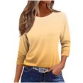 thumbnail image 3 of Bovxnpu 3/4 Length Sleeve Womens Tops, Casual Tunic Tops for Women Loose Dressy, Fashion Women's Casual Print Round Neck 3/4 Sleeve T-shirt Blouse S, 3 of 5
