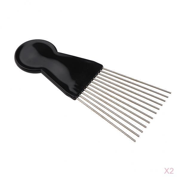 2 piezas de peine para el cabello Zulema Afro Metal mango de plástico y acero inoxidable