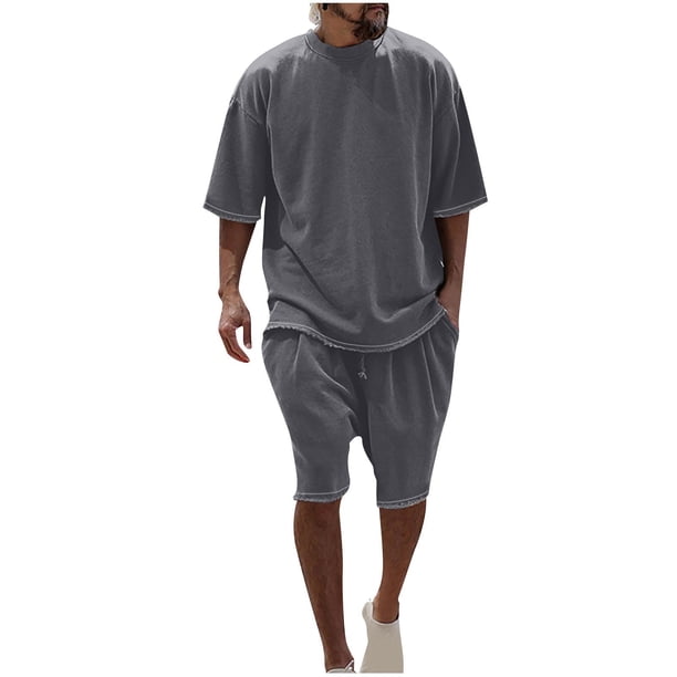 Camisas de Manga Larga para Hombres Casual Color Sólido Cuello Redondo Set de Blusa, Moda de Manga Corta para Invierno Primavera
