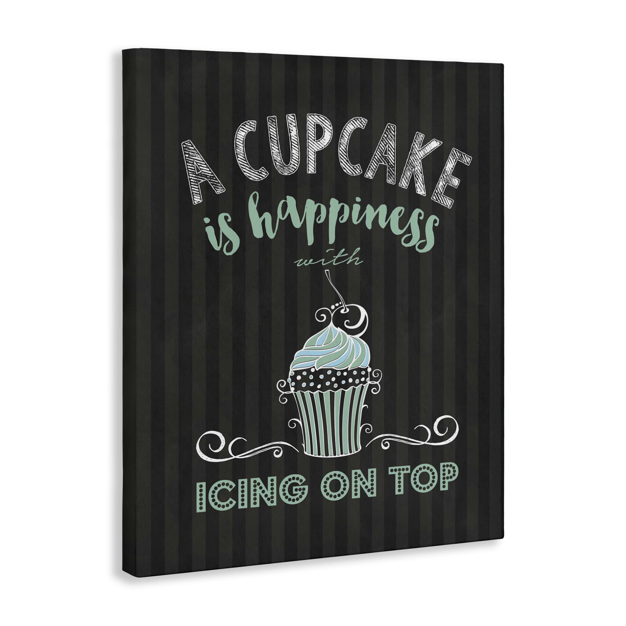Cupcake Is Happiness with Icing Canvas Wall Art, design by Lettered and Lined
