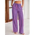 thumbnail image 3 of Pantalones de pijama PRETTYGARDEN para mujer, pierna ancha, algodón a rayas, 3 of 9