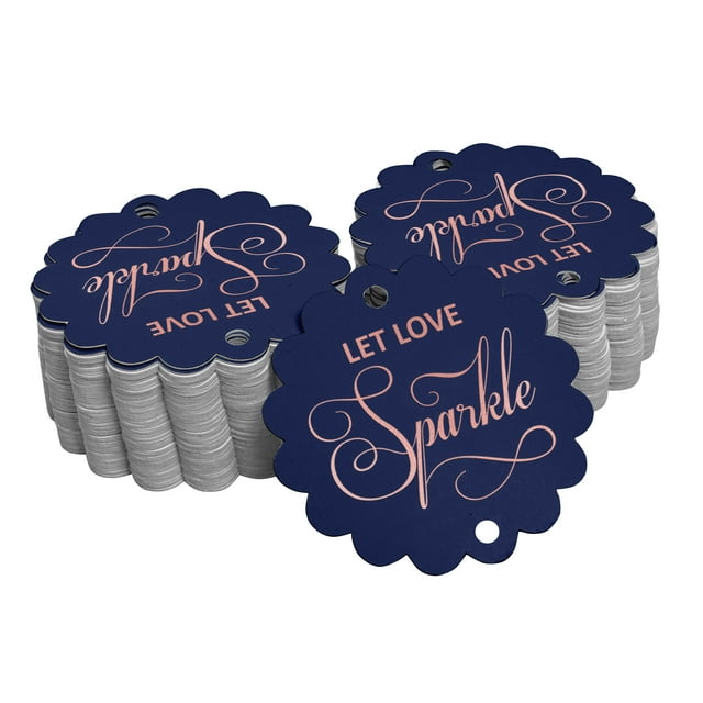 Inkdotpot Let Love Sparkle Wedding Bottle Tag Real Rose Gold Foil Favor Hang Tags 50 Pack