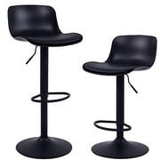 YOUNIKE Modern Design Bar Stools Set of 2,with Adjustable Height and 360°Swivel, Ergonomic Streamlined Polypropylene High Bar stools for Bar Counter, Home and Kitchen Island(Black)