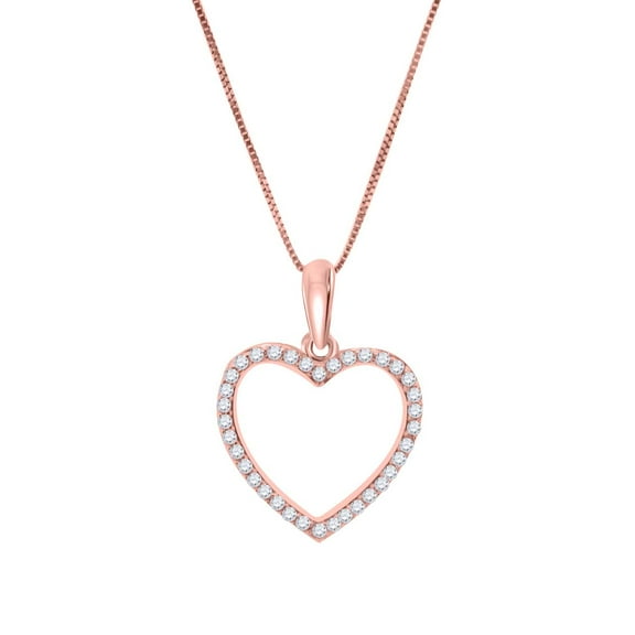 Aone Jewelry Engagement Necklace for Women 0.36 Carat Heart Shape 3/8 Carat Diamond Pendant Necklace Prong-Setting 10K White Rose & Yellow Gold