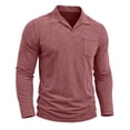 thumbnail image 4 of GrmtClth Outdoor Walking Vintage Distressed Lapel Collar Polo Shirts, Long Sleeve Single Chest Pocket Relax Fit Spring Daily Tops Wine L, 4 of 5