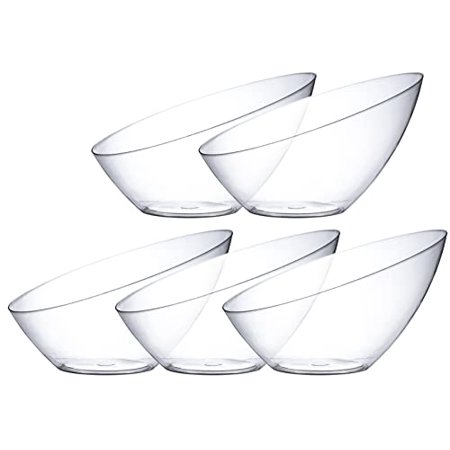 

Clear Serving Bowls for Parties Disposable Plastic Serving Bowls Hard Plastic Large Angled Party Snack Bowls Chips Bowls Salad Candy and Fruit Bowl 5 Pack - Posh Setting