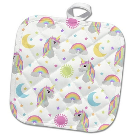 

3dRose Retro Unicorn Sun Moon and Stars Print Pot Holder
