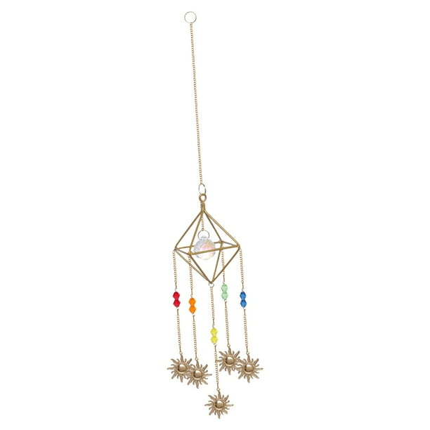 Carillón de viento colgante de cristal con cadena para patio, dormitorio, coche pelota