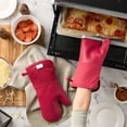 thumbnail image 6 of TOWN & COUNTRY BASICS Basketweave Soft Silicone Oven Mitt 2-Pack Set, Heat Resistant up to 500F, Flexible Silicone, Non-Slip Grip, Red, 7.5"x13", 6 of 6