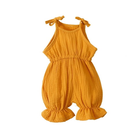 

QIPOPIQ Toddler Girls Jumpsuits & Rompers Clearance Toddler Kids Baby Girls Summer Double Shoulder Strap Sleeveless Jumpsuit