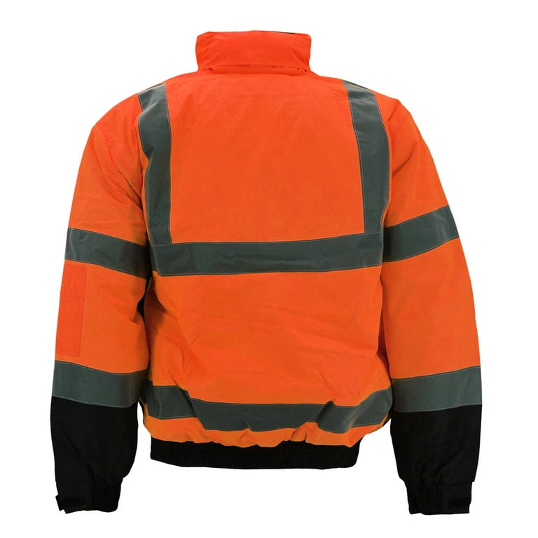 Men s Class 3 Safety High Visibility Water Resistant Reflective Neon Work Jacket Tuff Gard Neon Orange L