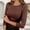 Coffee, variant on Women's T Shirts Ribbed Knit 3/4 Sleeve Crew Neck Slim Fit Blouses Stretchy Comfy Trendy Casual Basic Pullover Tops