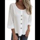 thumbnail image 1 of Blusas de para Mujer, Cuello en V, Mangas 3/4, Abotonadas, Sueltas, Informales, Lisas, Tipo Túnica. M, 1 of 6