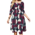 thumbnail image 2 of Pattern Circle Print Square Neck Dress Cute Loose Print Dresses Elegant Beach Party Dress, 2 of 5