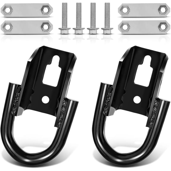 A-Premium Pair (2) Front Tow Hooks Heavy Duty D-Ring with Hardware Compatible with Ford F-150 F150 2009-2021 Pickup Front Left and Right Replace# FL3Z17A954C