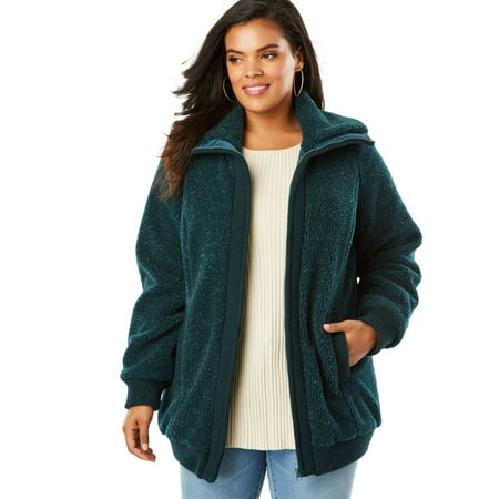 - Plus Size Fleece Bomber Coat