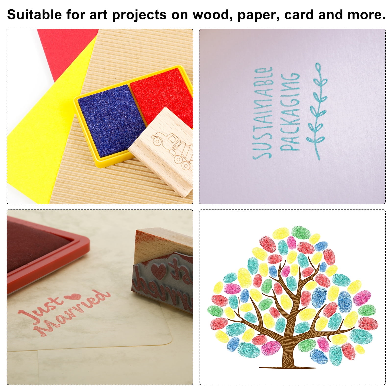 3"x2.2" Craft Ink Pad for Rubber Stamp, 12Pcs Washable Stamp Pad