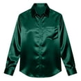 thumbnail image 6 of OGLCCG Mens Silk Satin Dress Shirts Shiny Long Sleeve Button Down Shirt Formal Casual Party Prom Wedding Shirt with Chest Pocket,XXXL,Army Green, 6 of 7