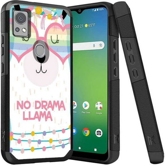 ANJ  Shockproof Dual Layer Slim Hard Case   Tempered Glass Cover Compatible with Icon 5, AT&T Motivate 4 - Cartoon Llama