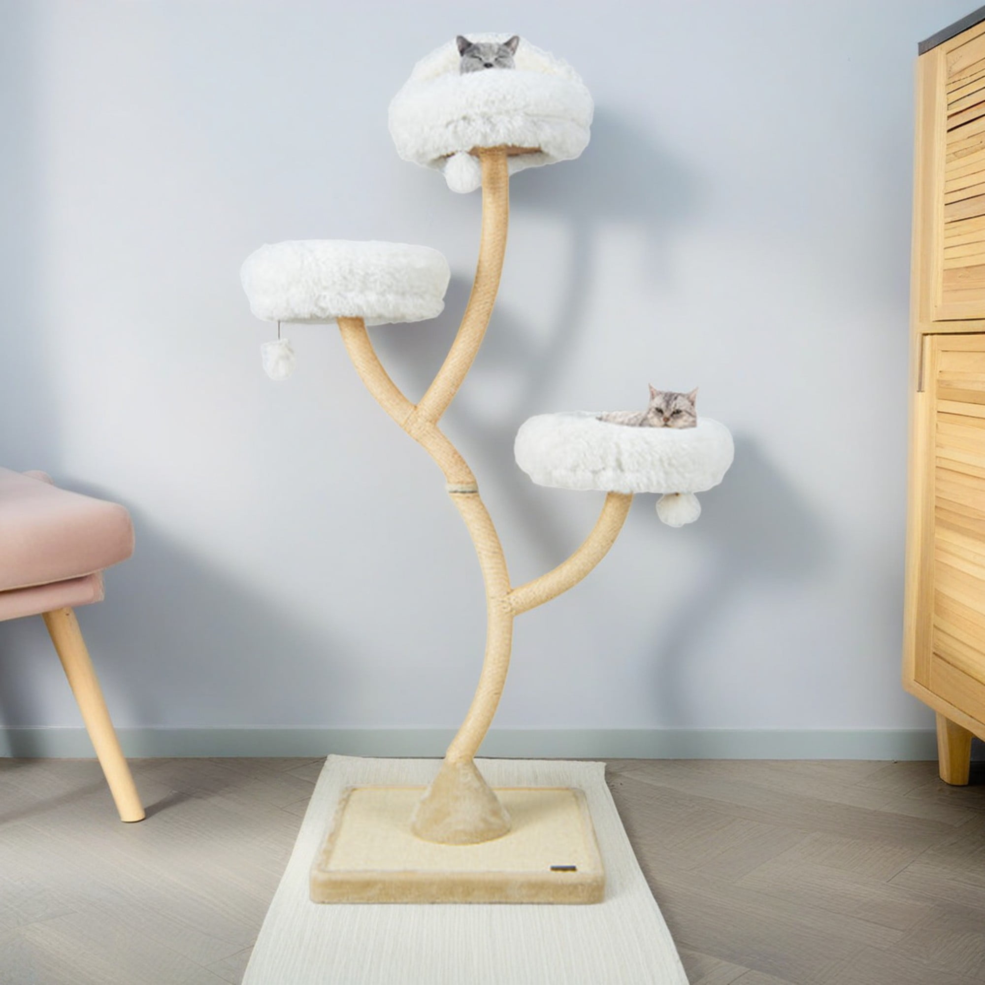 Kadyn 70" Modern Cat Tree Tower for Indoor Cats, Large Cat Condo with Scratching Post and Removable Pads for Small Large Cats, Beige