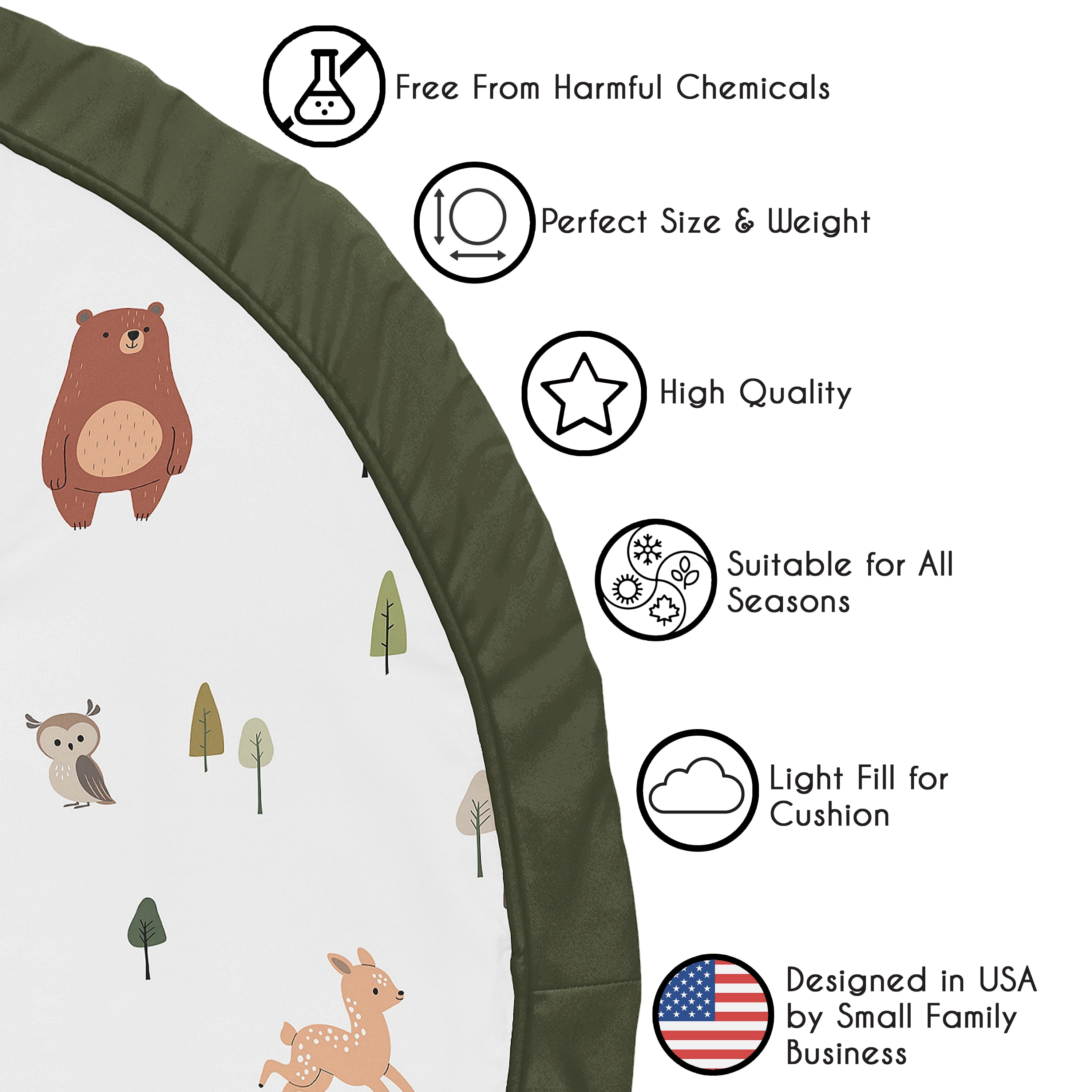 Sweet Jojo Designs Woodland Animal Pals Boy, Girl, Unisex/Gender Neutral Baby Tummy Time Play Mat