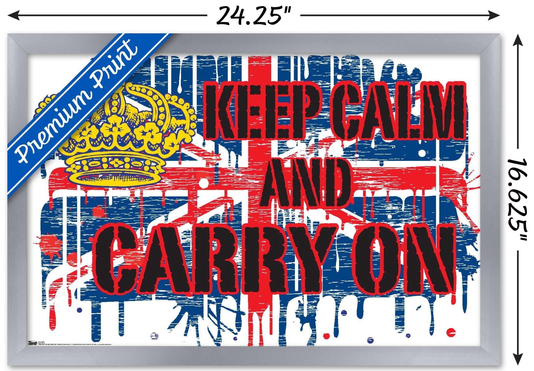 Keep Calm Wall Poster, 14.725" x 22.375", Framed