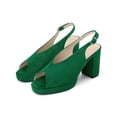 thumbnail image 3 of BLISSFUL STEP Women's Block Heel Square Toe Slingback Platform Heels Sandals Green (Size 6), 3 of 7