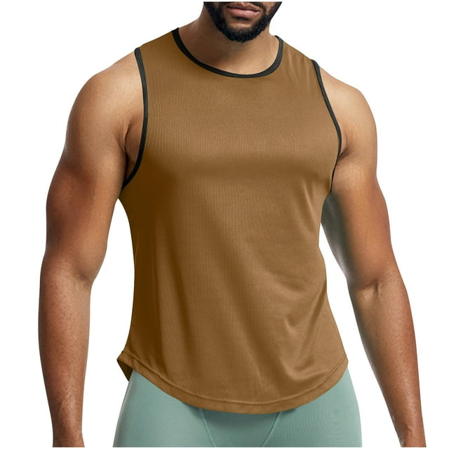Timegard Haut d'Entraînement pour Hommes Col Rond Sans Manches Respirant Haut de Muscle Couleur Unie Tee Décontracté Été