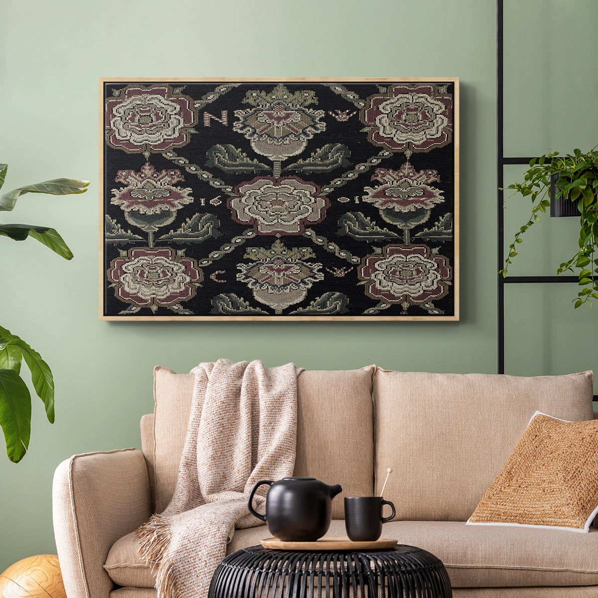 Vintage Abstract Print-XXXI Framed in Natural Wood Wood Gallery Wrapped Canvas 17 in. x 25 in.