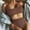Brown, variant on Ofreoo Womens Scoop Neck Cut Out Front Lace Up Back High Cut Monokini One Piece Swimsuit on Clearance