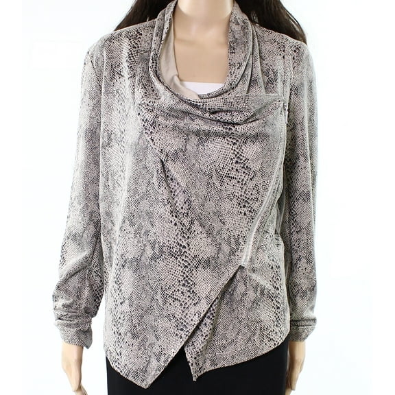 INC NEW Beige Womens Size Small S Faux-Suede Animal-Print Jacket