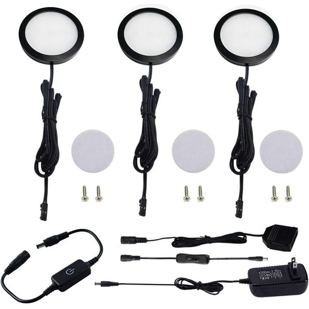 Under LED Black Cover Puck Lighting Kit with Touch Dimmer