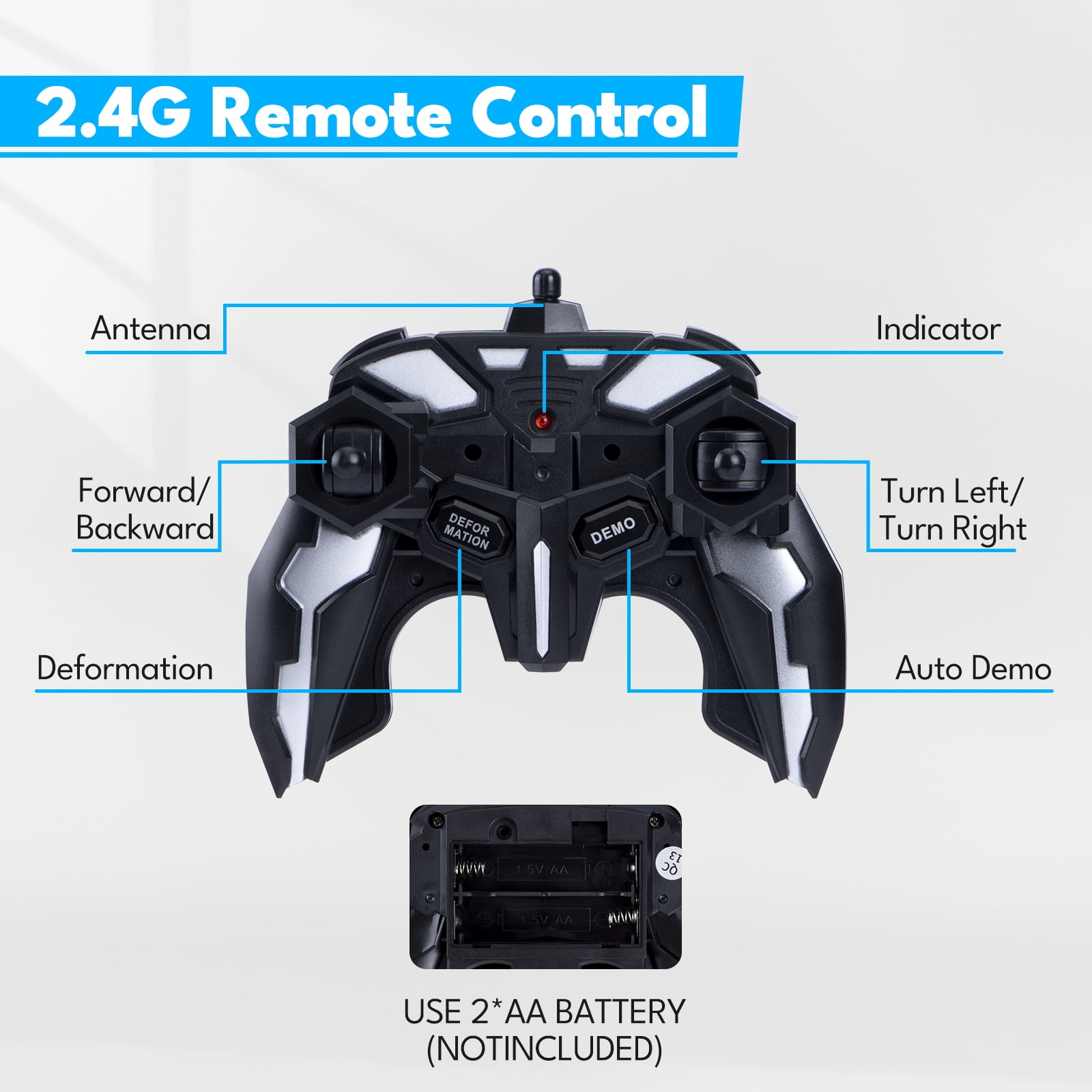 Ficcug Remote Control Transforming Car Robot Toys,2.4GHz 1/14 Scale Transform RC Racing Cars Toys with Gesture Sensing / One Key Deformation / 360° Spins for Kids Boys Girls