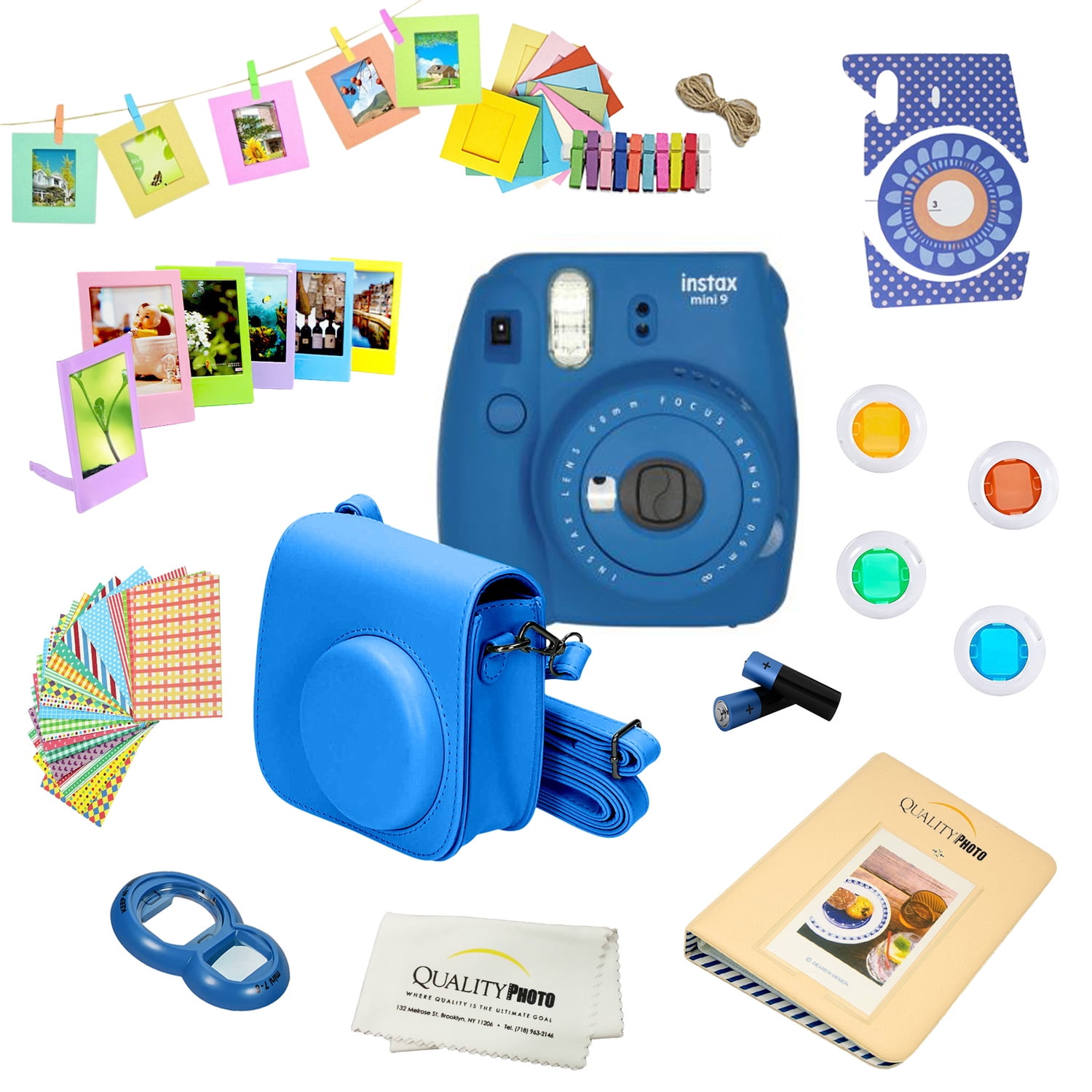 Fujifilm Instax Mini 9 Camera + 14 PC Instax Accessories kit Bundle