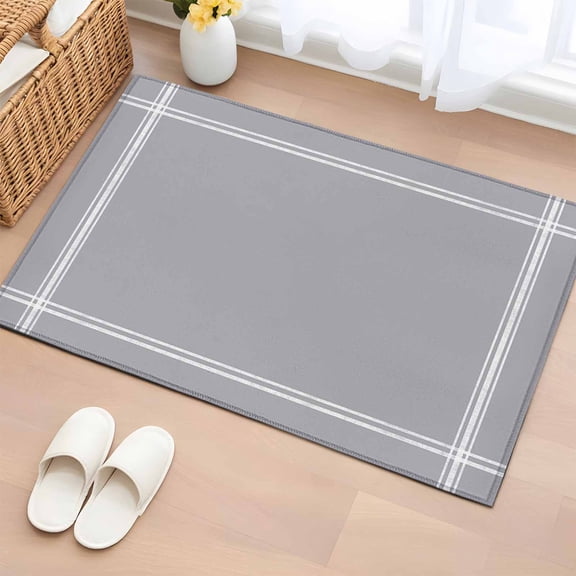 Area Rug 2x3ft, Pure Grey Washable Rugs for Living Room Bedroom, Simple Solid Color Soft Non-slip Area Rugs Rectangle Floor Carpet for Dining Room