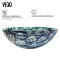 thumbnail image 5 of VIGO Giovanni Oceania Blue Glass 17 in. L x 17 in. W x 6 in. H Round Vessel Bathroom Sink, 5 of 7