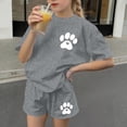 thumbnail image 5 of Cethrio Girls Summer Outfit Sets, Crew Neck Short Sleeve Casual Printed Kids' 2 Piece Sets Gray Size 13-14T, 5 of 7