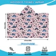 thumbnail image 2 of Pink Dinosaurs Plants Pattern Hooded Bath Towel，50"x30" for Ages 3 To 12 Kids, Quick Dry Lightweight Soft Microfiber Hood Beach Towel Cover Up for Kids, 2 of 7